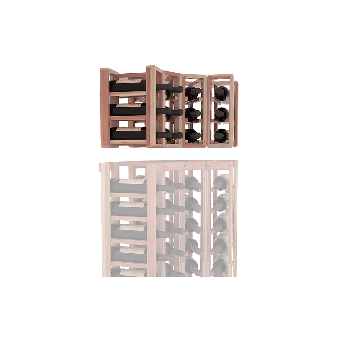 InstaCellar - 4 Column Corner Extender Rack in Premium Redwood Unstained with WineSafe™ Satin Sealant