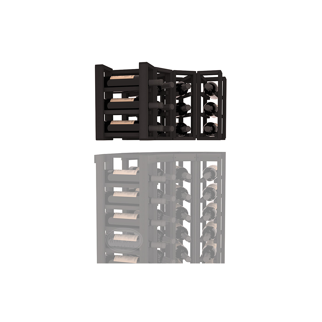 InstaCellar - 4 Column Corner Extender Rack in Premium Redwood Black stained without WineSafe™ Satin Sealant