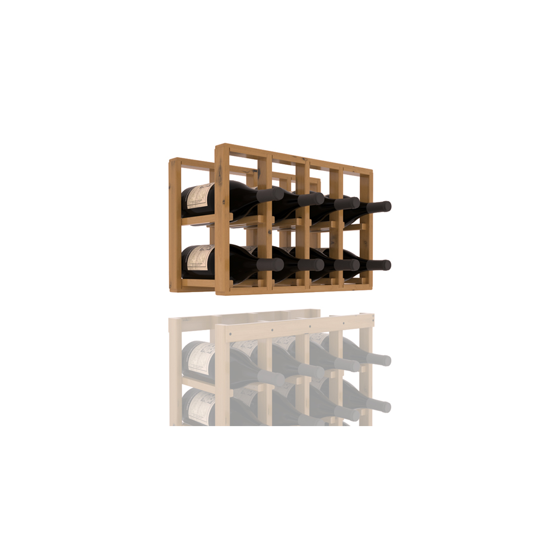 InstaCellar - 4 Column Magnum Extender Rack in Knotty Alder Oak stained with WineSafe™ Satin Sealant