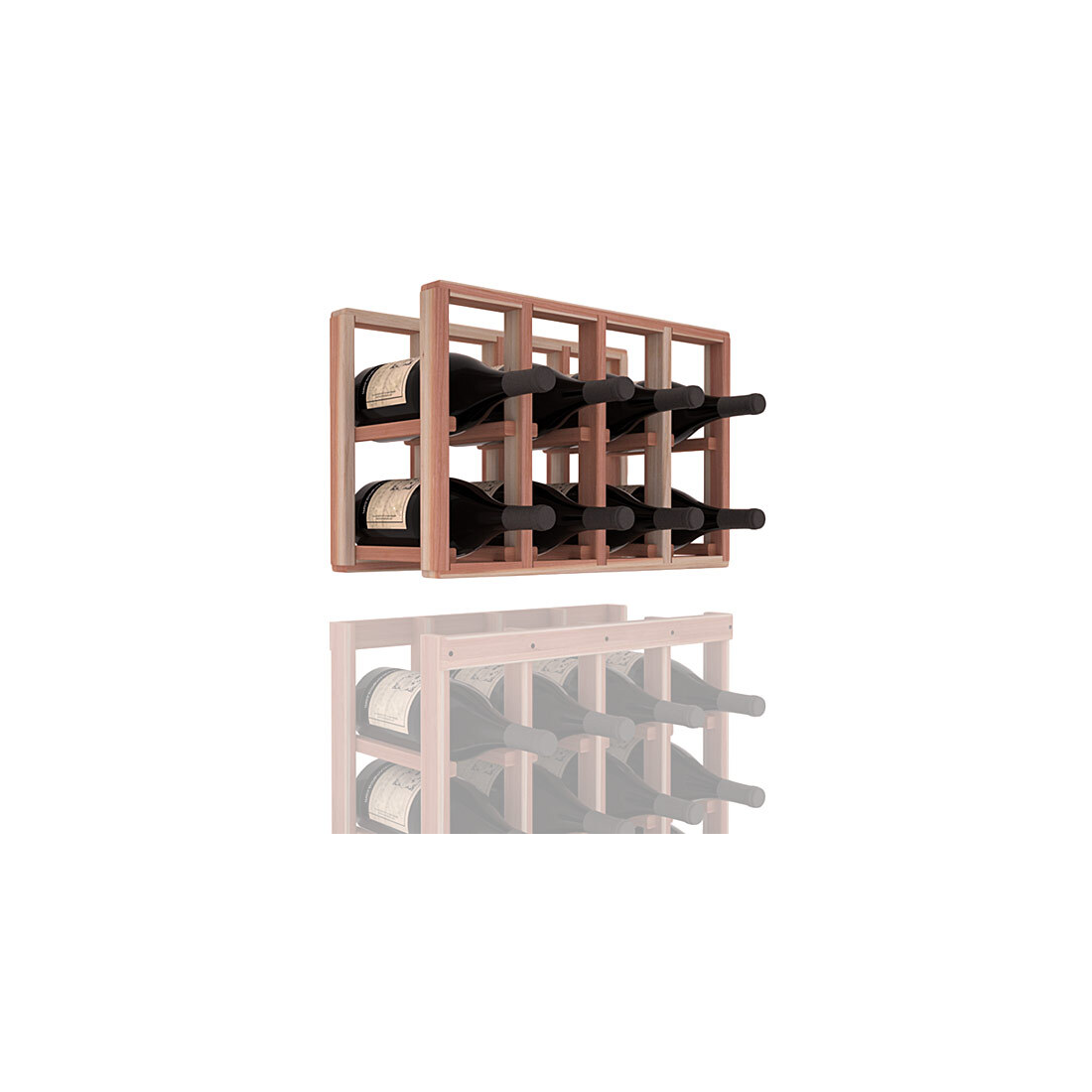 InstaCellar - 4 Column Magnum Extender Rack in Premium Redwood Unstained without WineSafe™ Satin Sealant