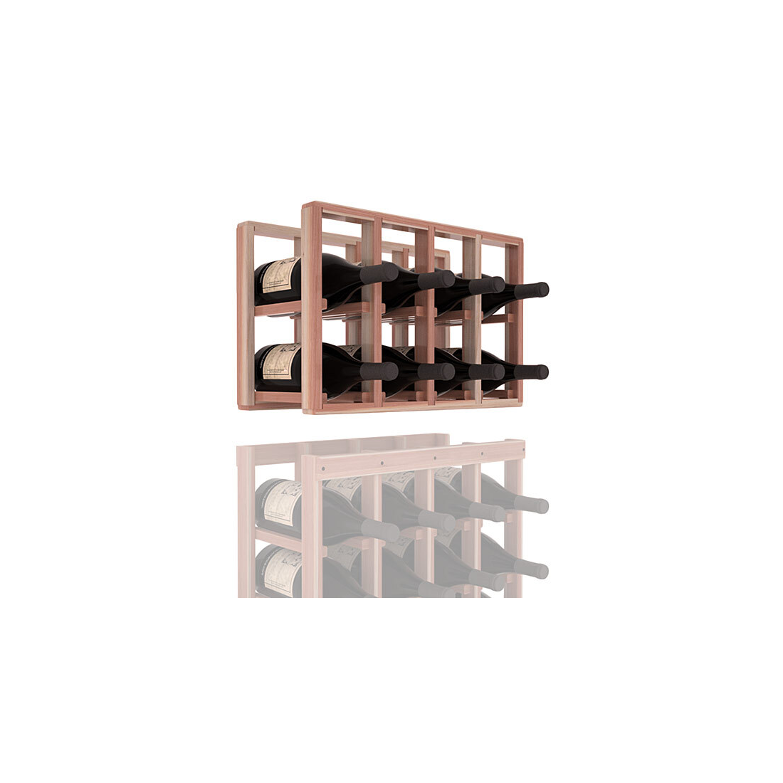 InstaCellar - 4 Column Magnum Extender Rack in Premium Redwood Unstained with WineSafe™ Satin Sealant