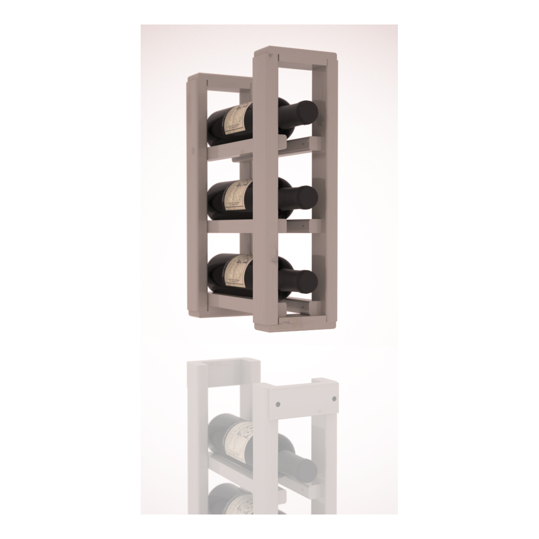 InstaCellar - 1 Column Split Extender Rack in Knotty Alder Greywash stained with WineSafe™ Satin Sealant