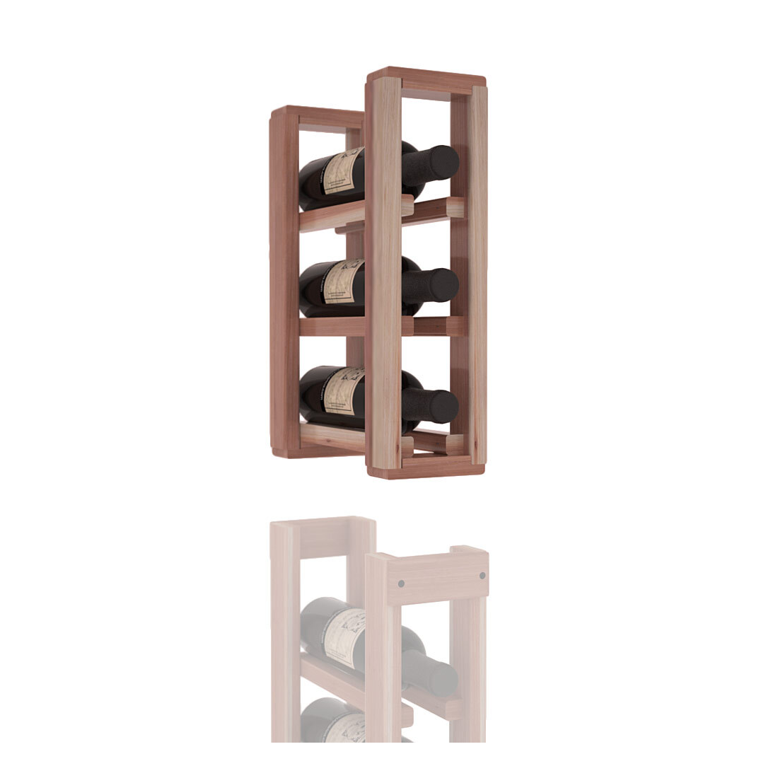 InstaCellar - 1 Column Split Extender Rack in Premium Redwood Unstained with WineSafe™ Satin Sealant