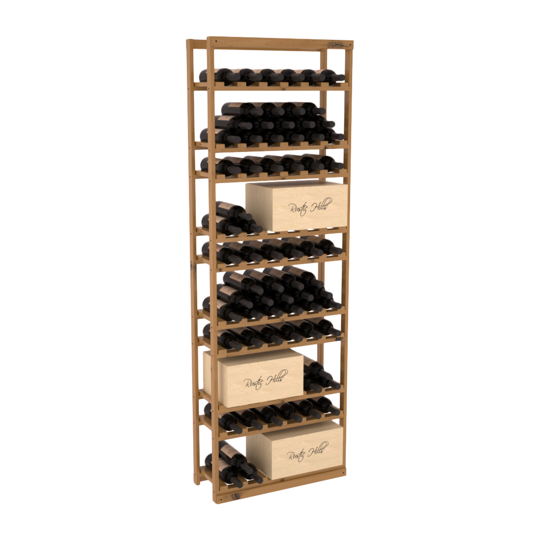 InstaCellar - Baker Style Case Rack in Knotty Alder Oak stained with WineSafe™ Satin Sealant