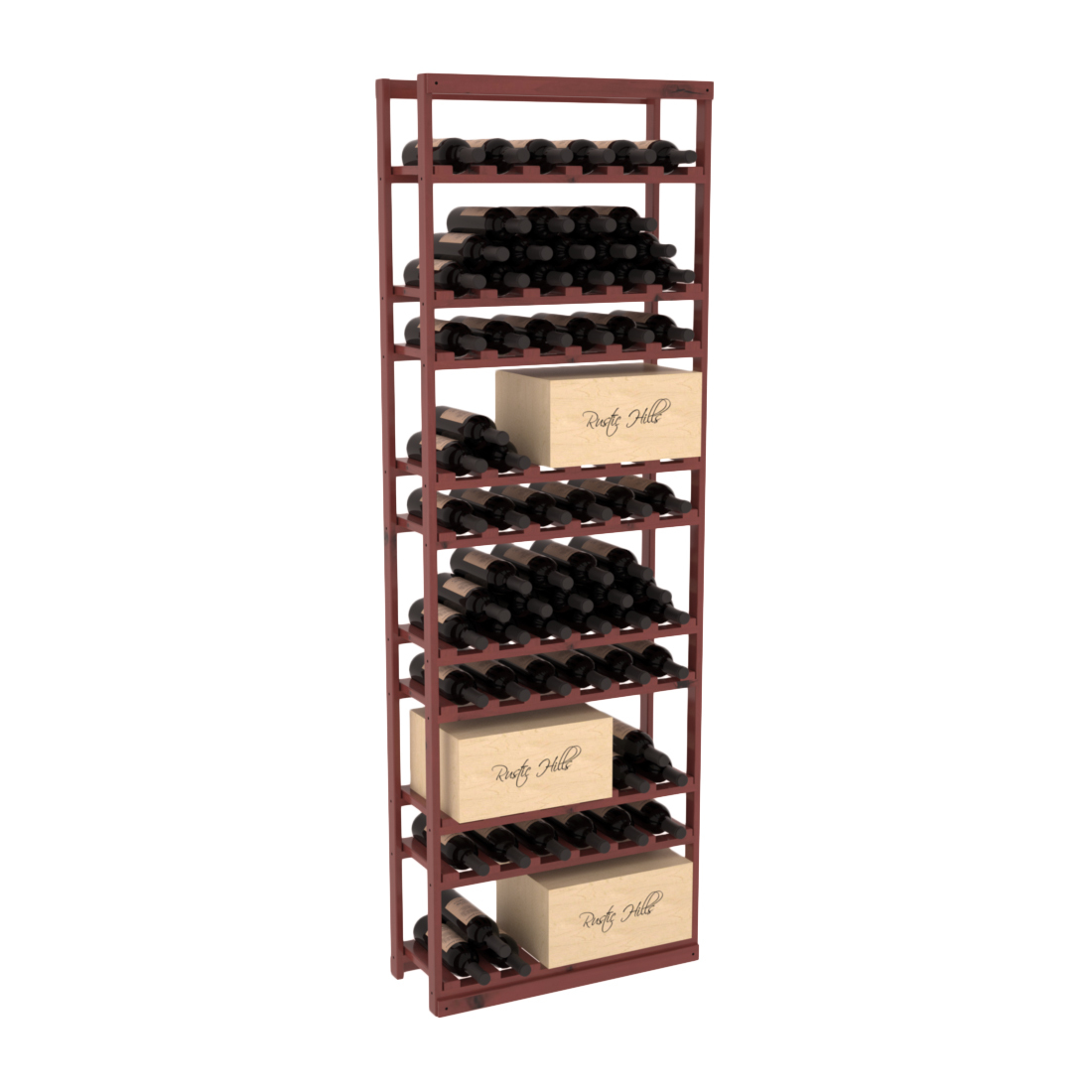 InstaCellar - Baker Style Case Rack in Knotty Alder Cherry stained with WineSafe™ Satin Sealant