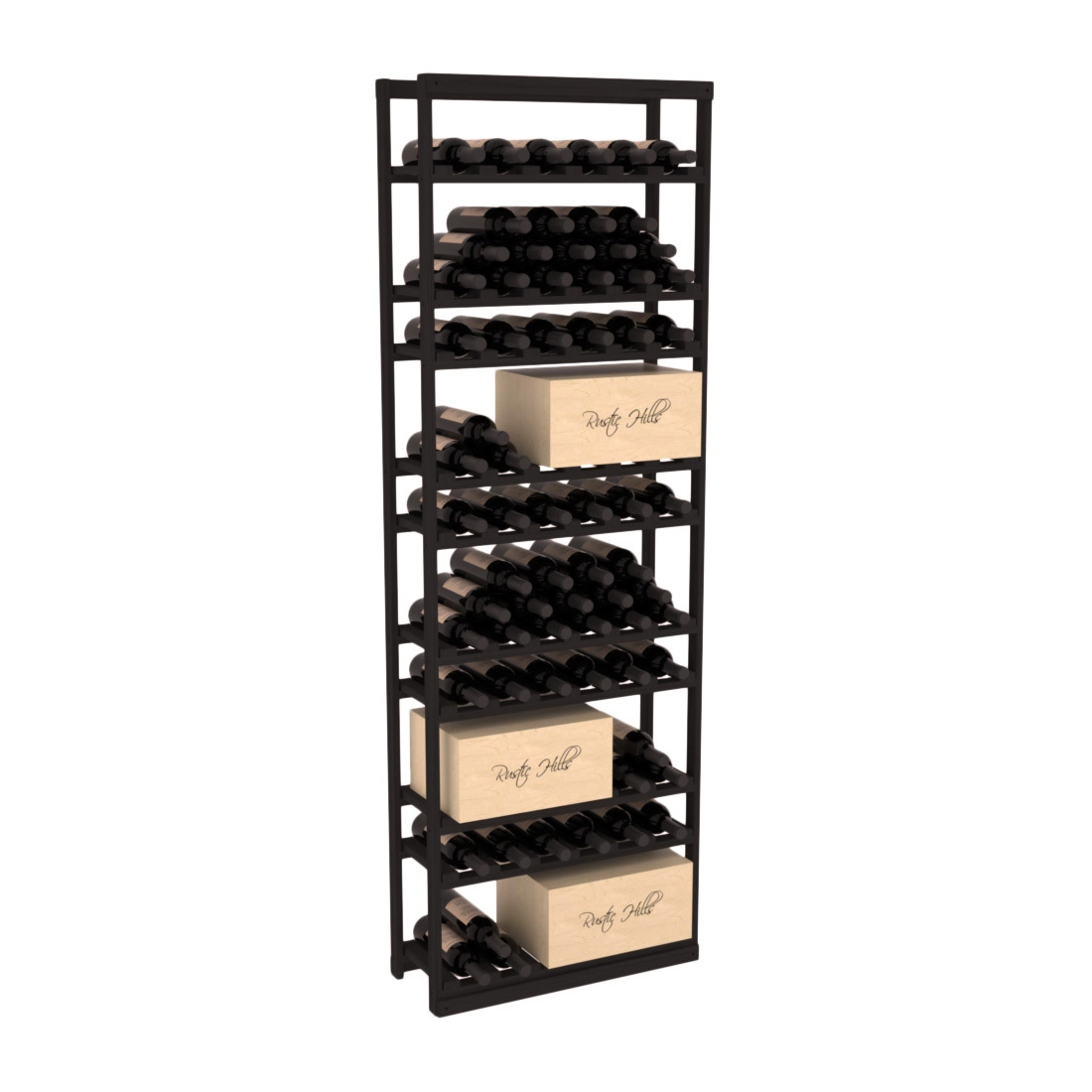 InstaCellar - Baker Style Case Rack in Grand Mahogany Black stained without WineSafe™ Satin Sealant