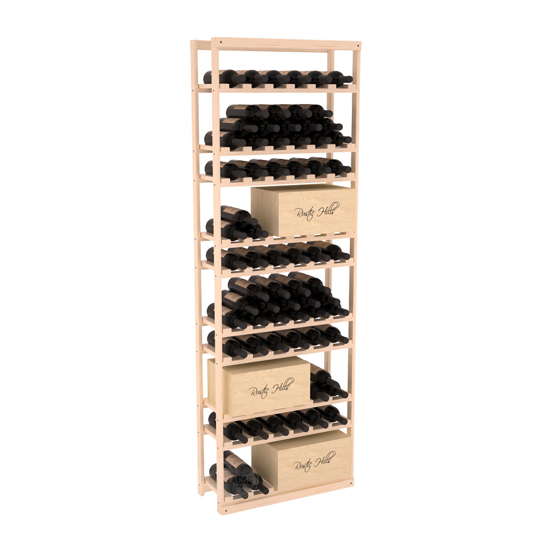 InstaCellar - Baker Style Case Rack in Ponderosa Pine Unstained with WineSafe™ Satin Sealant