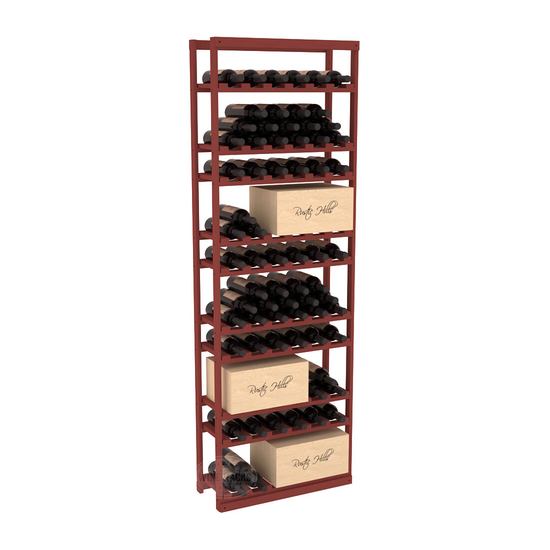 InstaCellar - Baker Style Case Rack in Ponderosa Pine Cherry stained without WineSafe™ Satin Sealant