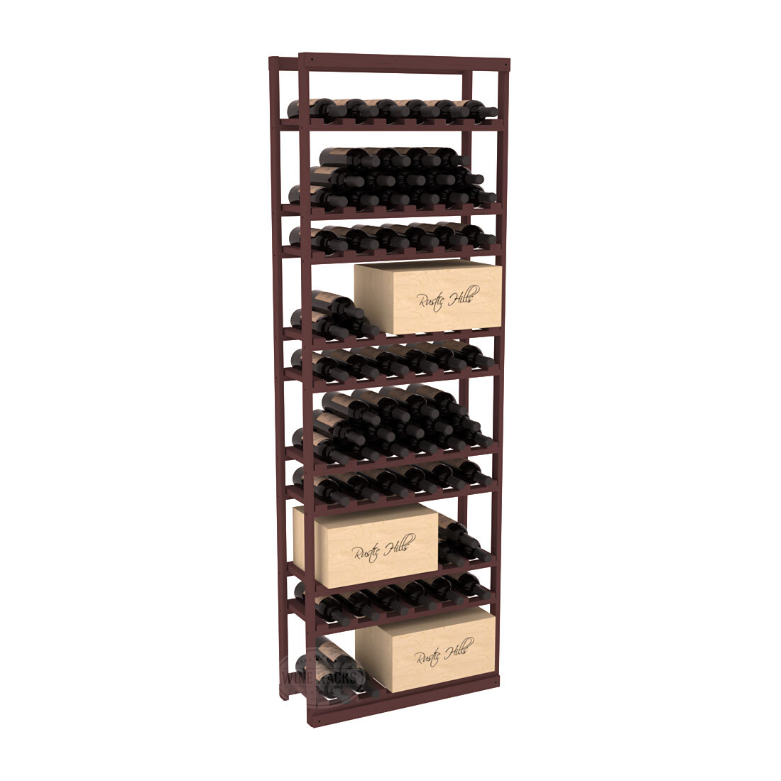InstaCellar - Baker Style Case Rack in Ponderosa Pine Walnut stained without WineSafe™ Satin Sealant