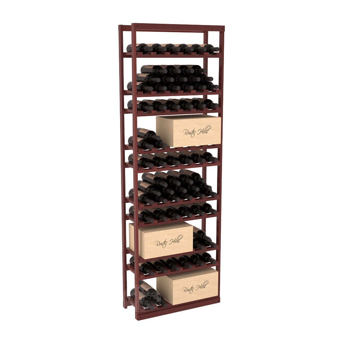 InstaCellar - Baker Style Case Rack in Premium Redwood Cherry stained with WineSafe™ Satin Sealant