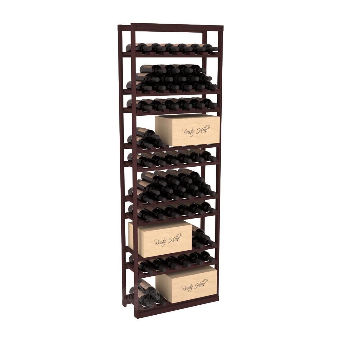 InstaCellar - Baker Style Case Rack in Premium Redwood Walnut stained without WineSafe™ Satin Sealant