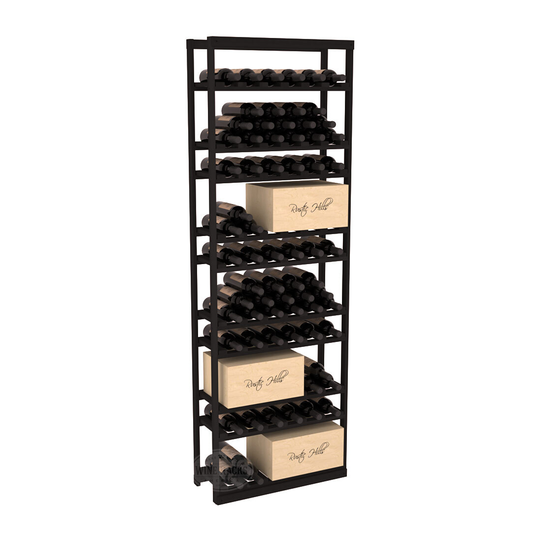 InstaCellar - Baker Style Case Rack in Premium Redwood Black stained without WineSafe™ Satin Sealant