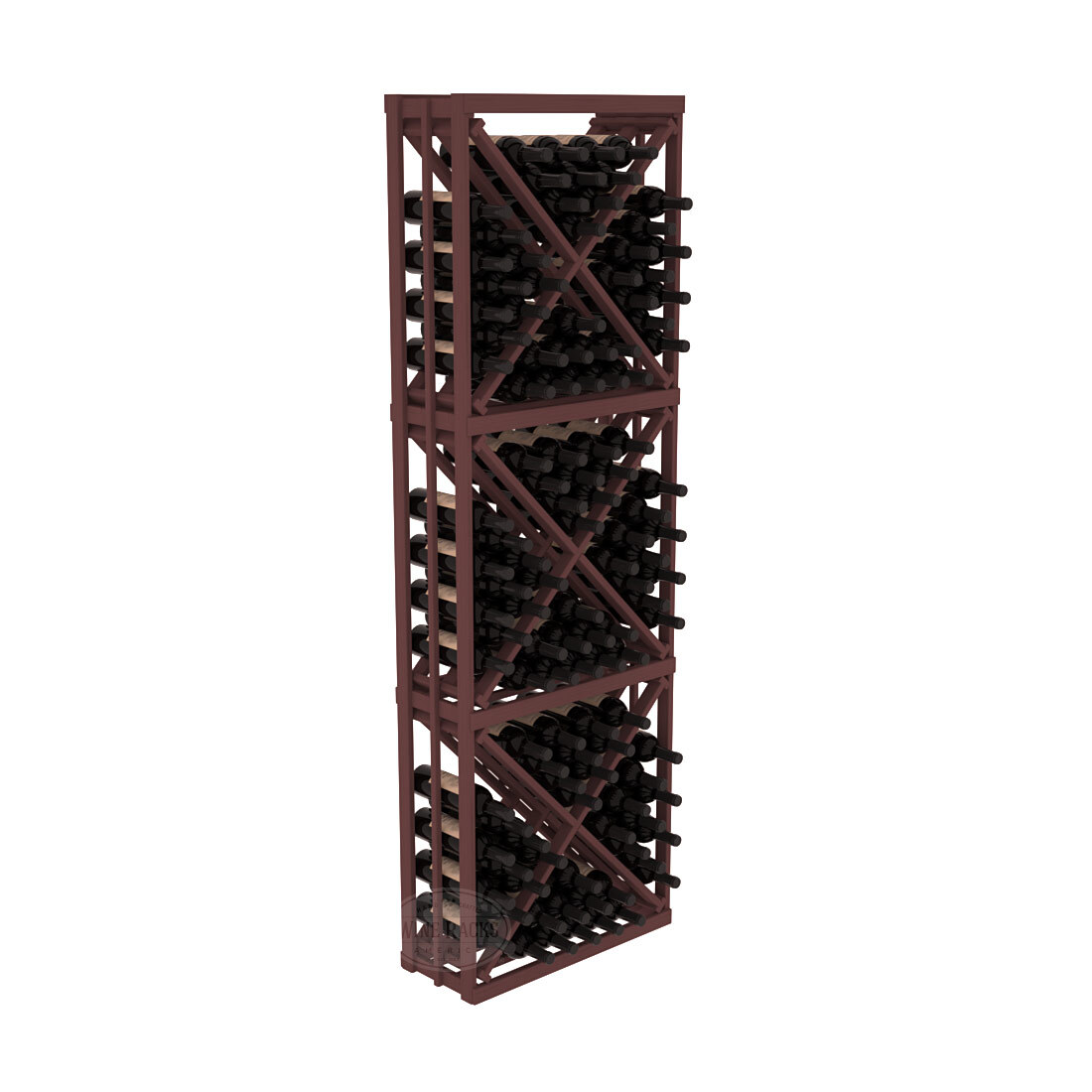 InstaCellar - Full Height Diamond Bin in Ponderosa Pine Walnut stained without WineSafe™ Satin Sealant