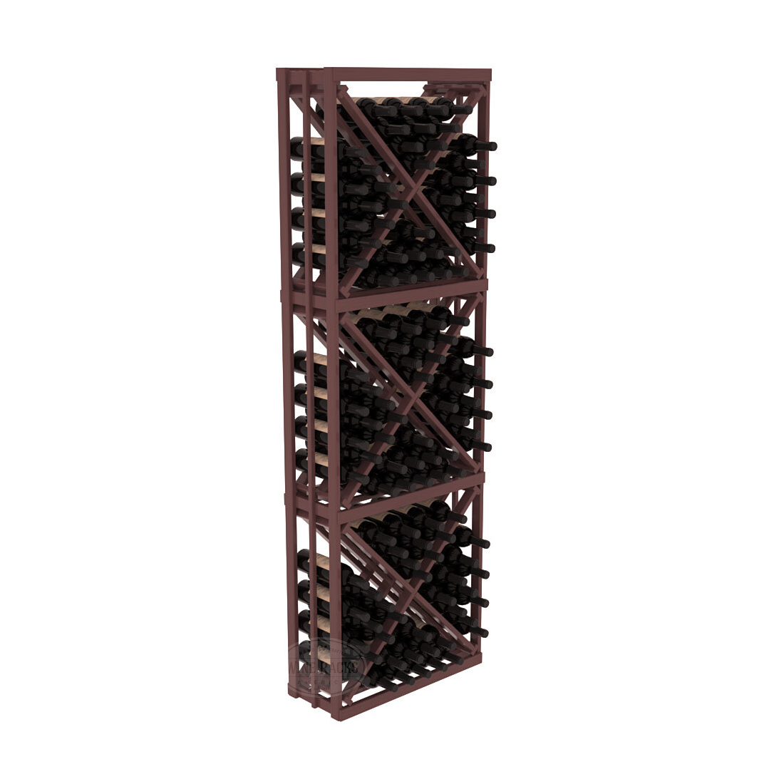 InstaCellar - Full Height Diamond Bin in Ponderosa Pine Walnut stained with WineSafe™ Satin Sealant