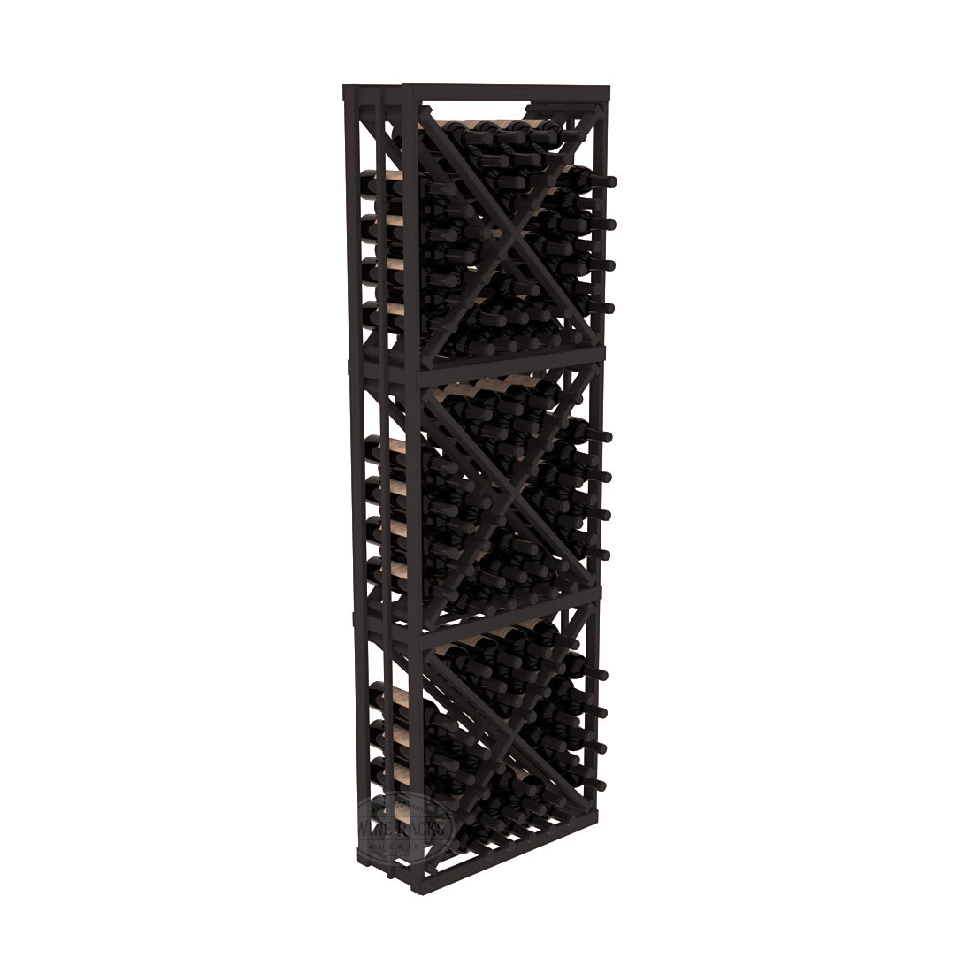 InstaCellar - Full Height Diamond Bin in Ponderosa Pine Black stained without WineSafe™ Satin Sealant