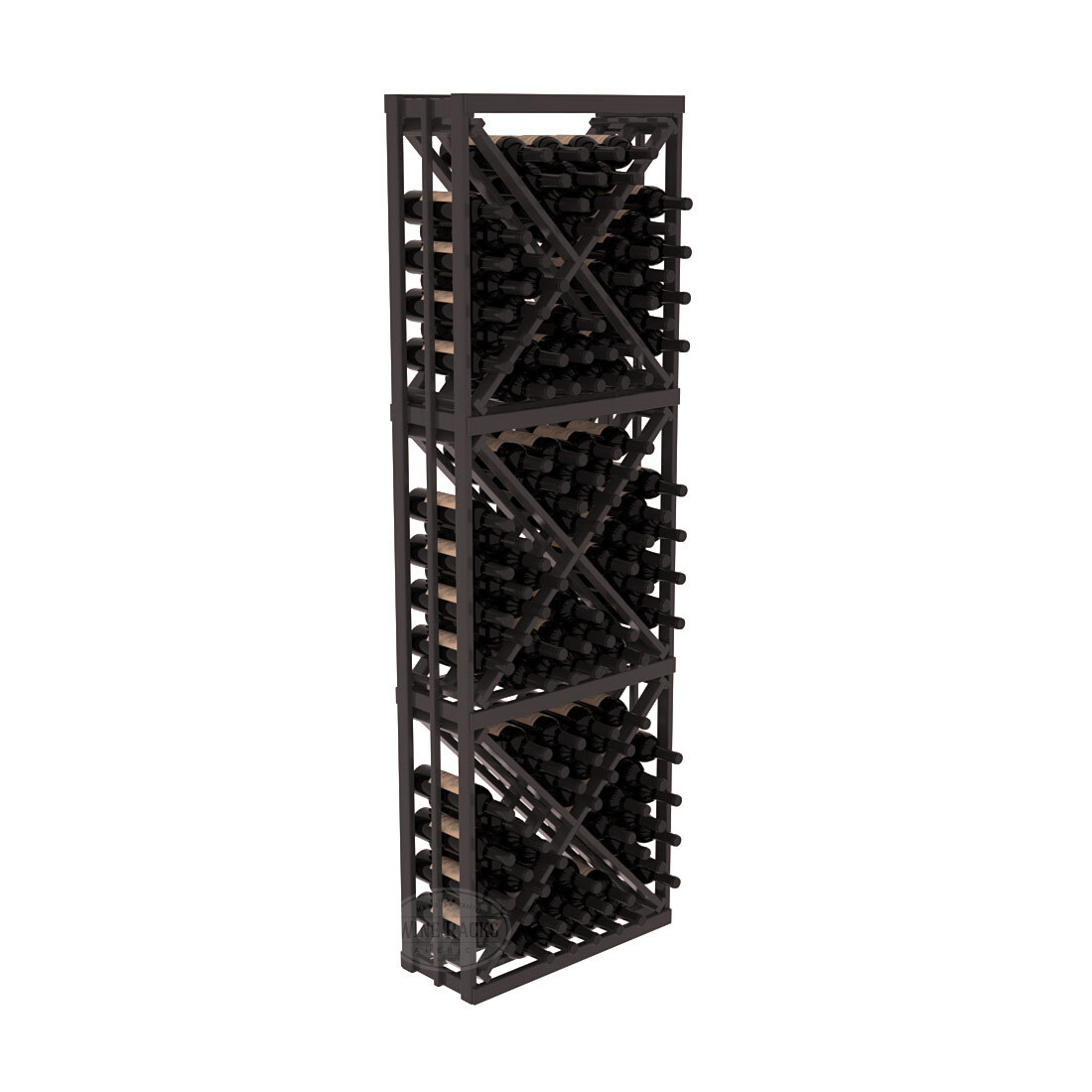 InstaCellar - Full Height Diamond Bin in Ponderosa Pine Black stained with WineSafe™ Satin Sealant