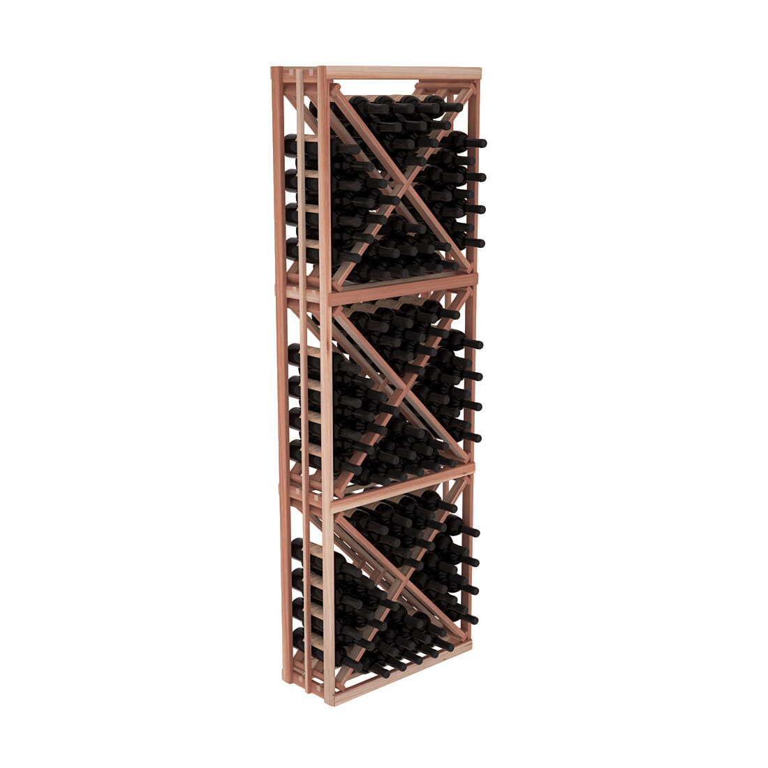 InstaCellar - Full Height Diamond Bin in Premium Redwood Unstained without WineSafe™ Satin Sealant