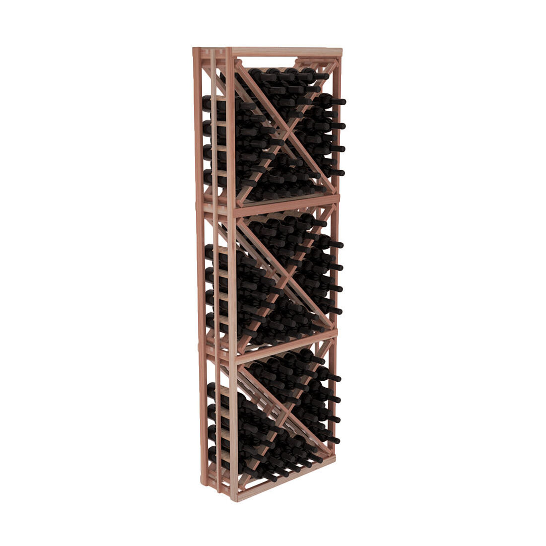 InstaCellar - Full Height Diamond Bin in Premium Redwood Unstained with WineSafe™ Satin Sealant