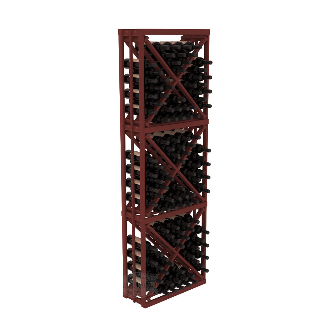 InstaCellar - Full Height Diamond Bin in Premium Redwood Cherry stained without WineSafe™ Satin Sealant