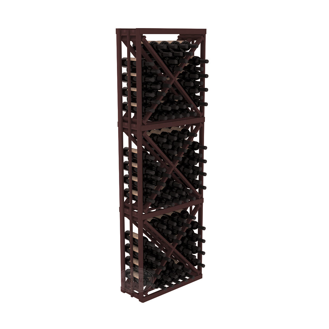 InstaCellar - Full Height Diamond Bin in Premium Redwood Walnut stained without WineSafe™ Satin Sealant