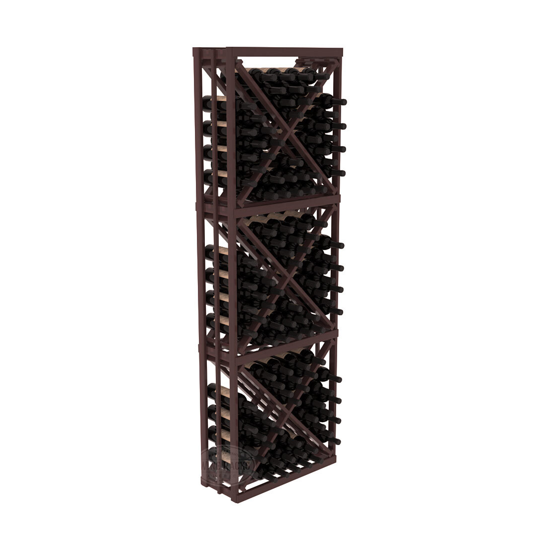 InstaCellar - Full Height Diamond Bin in Premium Redwood Walnut stained with WineSafe™ Satin Sealant