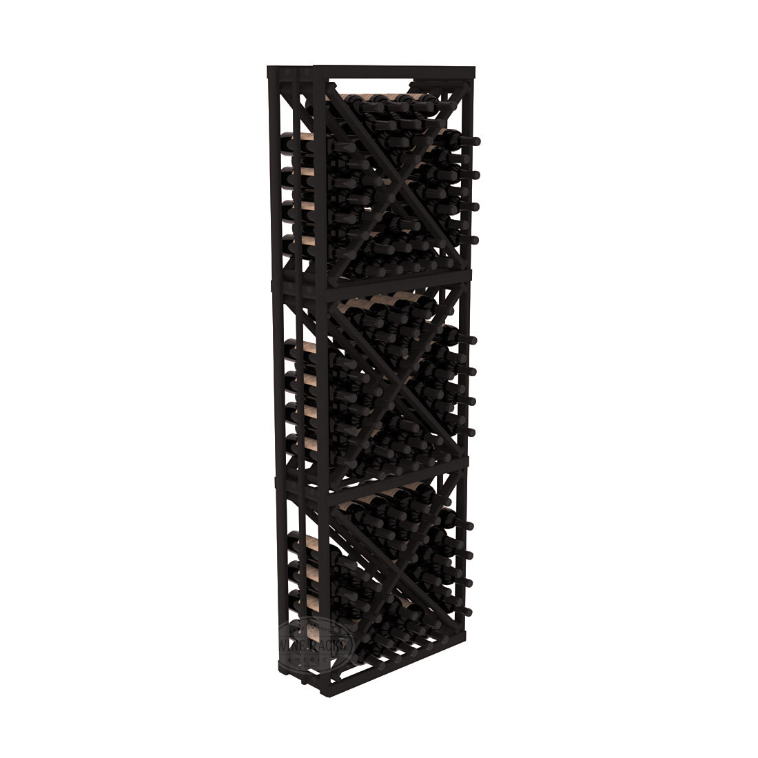 InstaCellar - Full Height Diamond Bin in Premium Redwood Black stained without WineSafe™ Satin Sealant