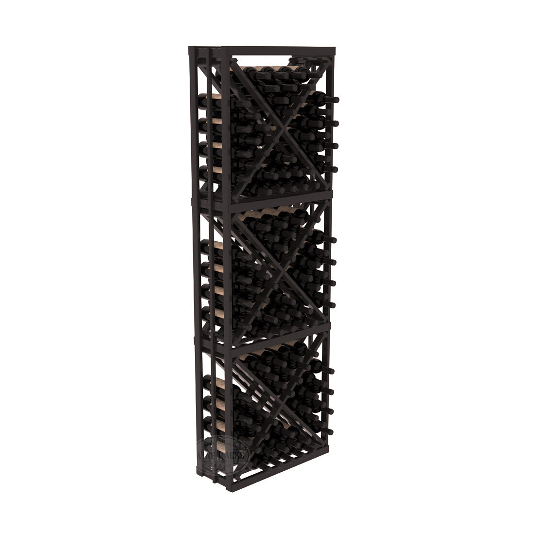 InstaCellar - Full Height Diamond Bin in Premium Redwood Black stained with WineSafe™ Satin Sealant