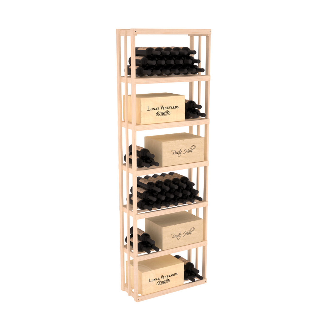 InstaCellar - Rectangle Bin Rack in Ponderosa Pine Unstained without WineSafe™ Satin Sealant