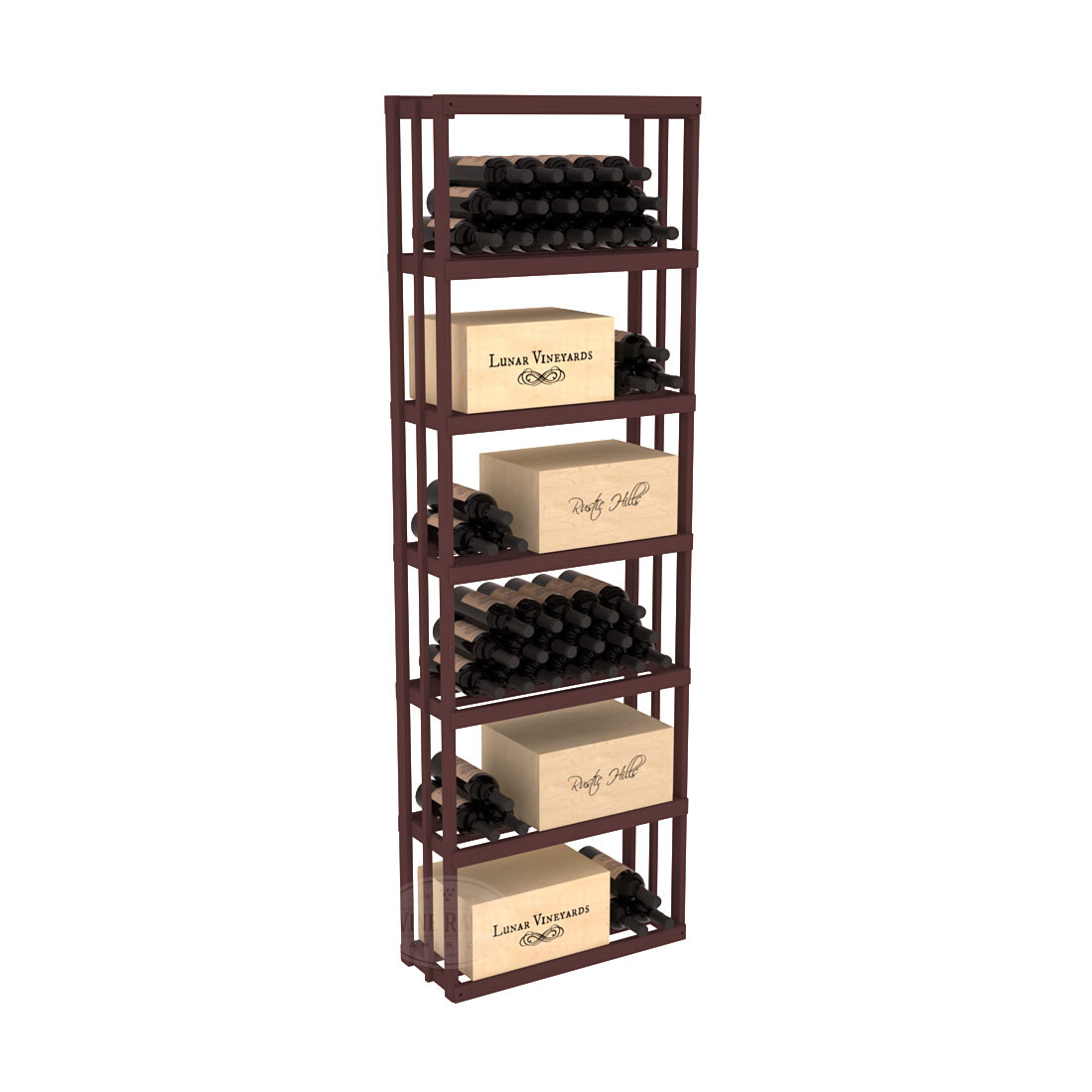 InstaCellar - Rectangle Bin Rack in Ponderosa Pine Walnut stained without WineSafe™ Satin Sealant