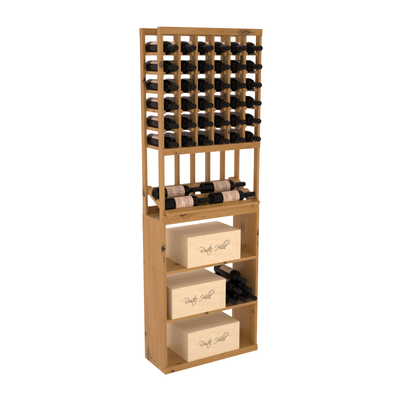 InstaCellar - 6 Column Side Display Case Bin Combo in Knotty Alder Oak stained with WineSafe™ Satin Sealant