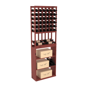 InstaCellar - 6 Column Side Display Case Bin Combo in Knotty Alder Cherry stained with WineSafe™ Satin Sealant