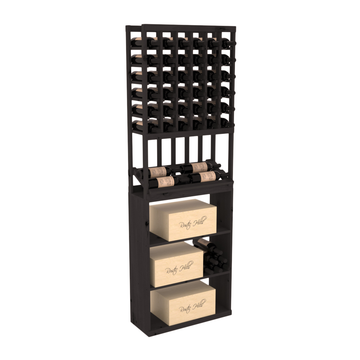 InstaCellar - 6 Column Side Display Case Bin Combo in Knotty Alder Black stained without WineSafe™ Satin Sealant