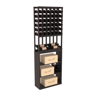 InstaCellar - 6 Column Side Display Case Bin Combo in Knotty Alder Black stained with WineSafe™ Satin Sealant