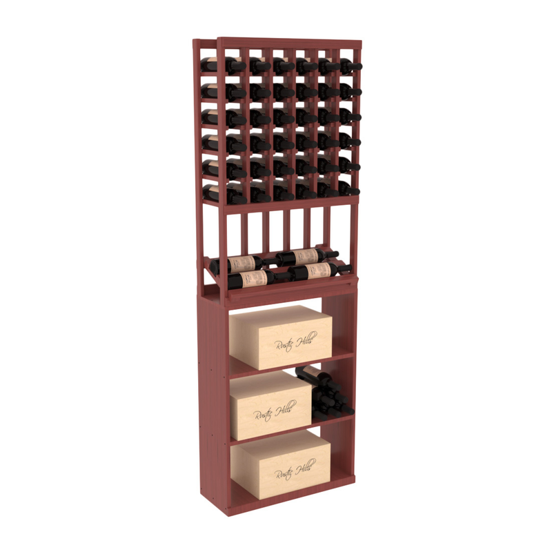 InstaCellar - 6 Column Side Display Case Bin Combo in Grand Mahogany Cherry stained with WineSafe™ Satin Sealant