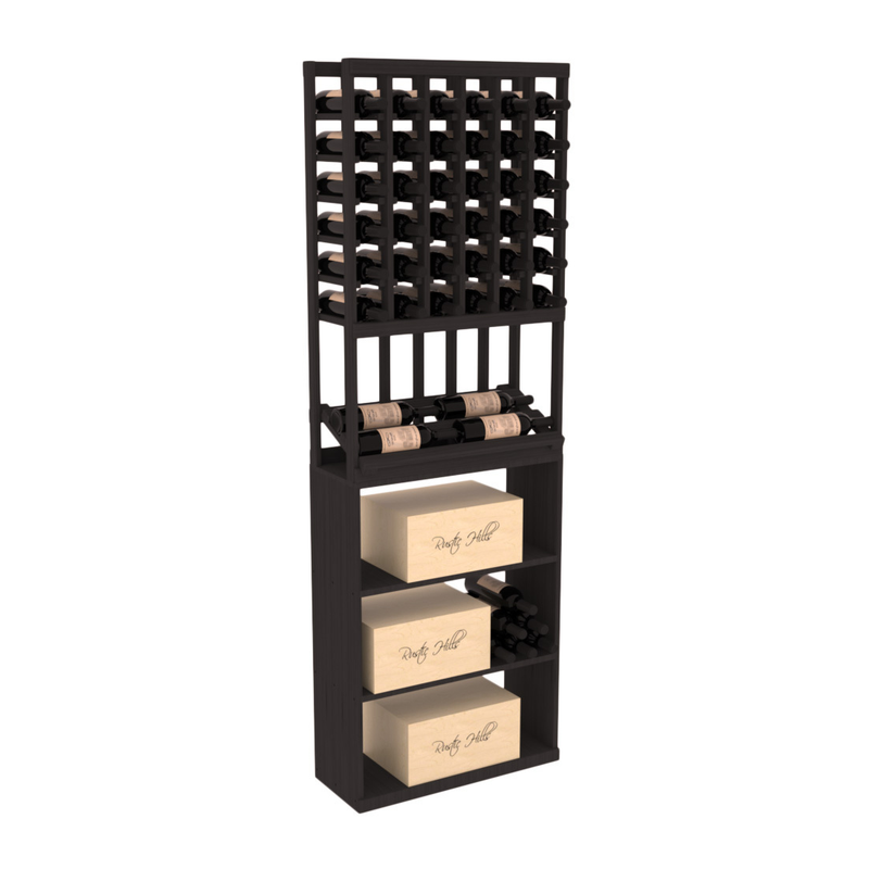 InstaCellar - 6 Column Side Display Case Bin Combo in Grand Mahogany Black stained without WineSafe™ Satin Sealant