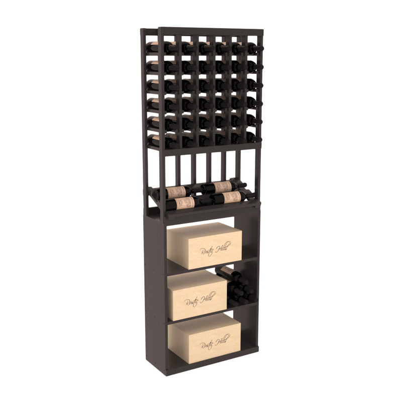 InstaCellar - 6 Column Side Display Case Bin Combo in Grand Mahogany Black stained with WineSafe™ Satin Sealant