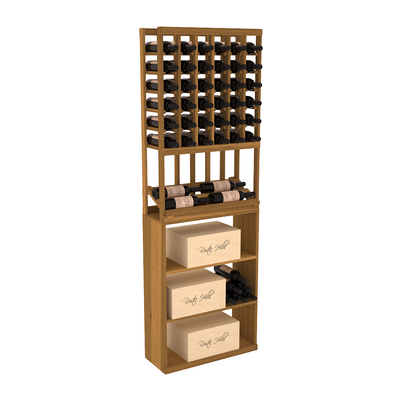 InstaCellar - 6 Column Side Display Case Bin Combo in Premium Redwood Oak stained without WineSafe™ Satin Sealant