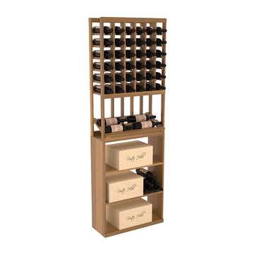 InstaCellar - 6 Column Side Display Case Bin Combo in Premium Redwood Oak stained with WineSafe™ Satin Sealant
