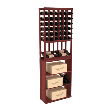 InstaCellar - 6 Column Side Display Case Bin Combo in Premium Redwood Cherry stained without WineSafe™ Satin Sealant