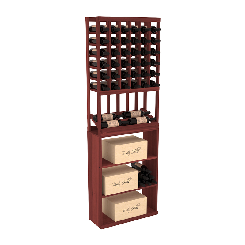 InstaCellar - 6 Column Side Display Case Bin Combo in Premium Redwood Cherry stained without WineSafe™ Satin Sealant