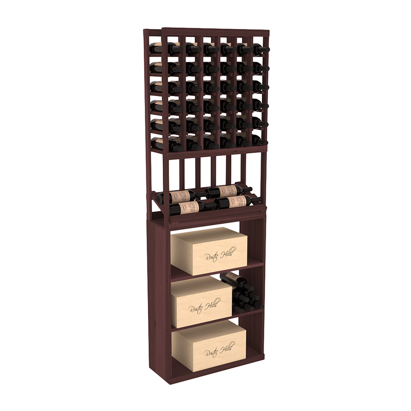 InstaCellar - 6 Column Side Display Case Bin Combo in Premium Redwood Walnut stained without WineSafe™ Satin Sealant