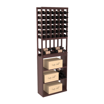 InstaCellar - 6 Column Side Display Case Bin Combo in Premium Redwood Walnut stained with WineSafe™ Satin Sealant