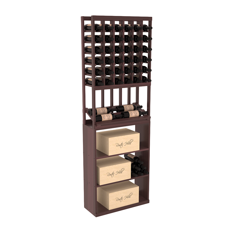 InstaCellar - 6 Column Side Display Case Bin Combo in Premium Redwood Walnut stained with WineSafe™ Satin Sealant