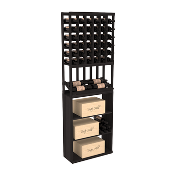 InstaCellar - 6 Column Side Display Case Bin Combo in Premium Redwood Black stained without WineSafe™ Satin Sealant