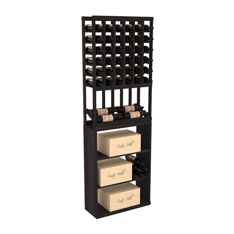 InstaCellar - 6 Column Side Display Case Bin Combo in Premium Redwood Black stained without WineSafe™ Satin Sealant