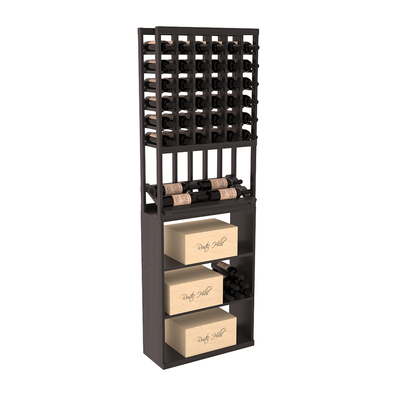InstaCellar - 6 Column Side Display Case Bin Combo in Premium Redwood Black stained with WineSafe™ Satin Sealant