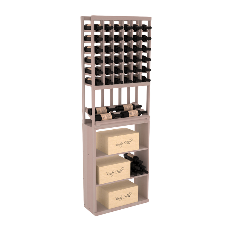 InstaCellar - 6 Column Side Display Case Bin Combo in Premium Redwood Greywash stained without WineSafe™ Satin Sealant