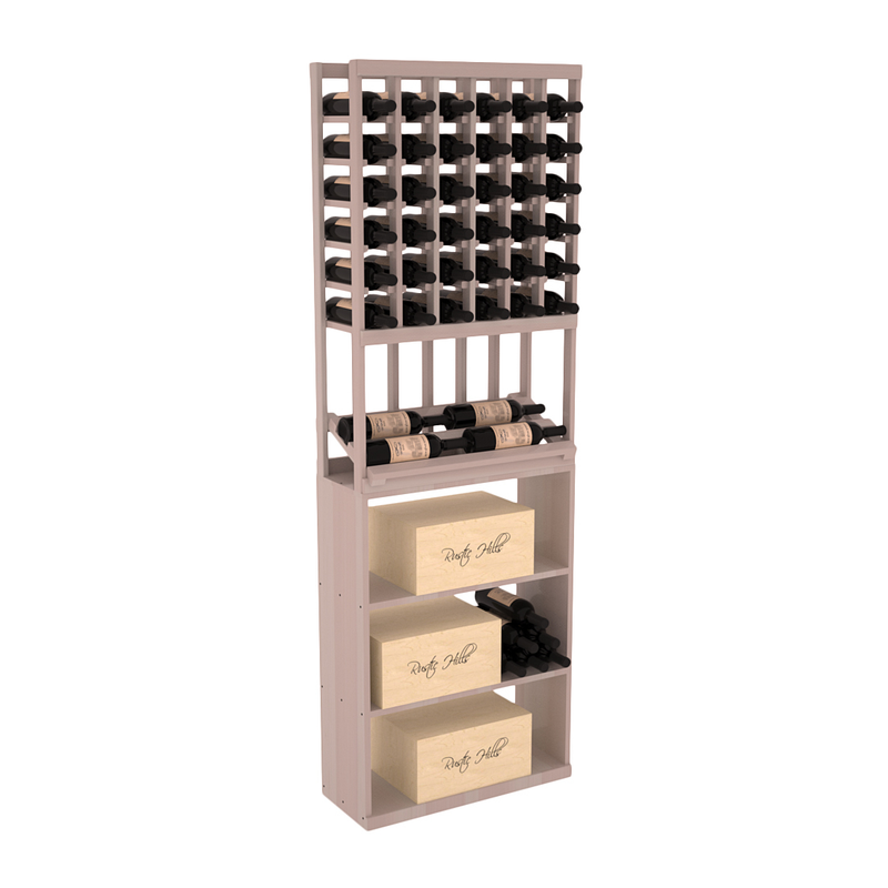InstaCellar - 6 Column Side Display Case Bin Combo in Premium Redwood Greywash stained with WineSafe™ Satin Sealant