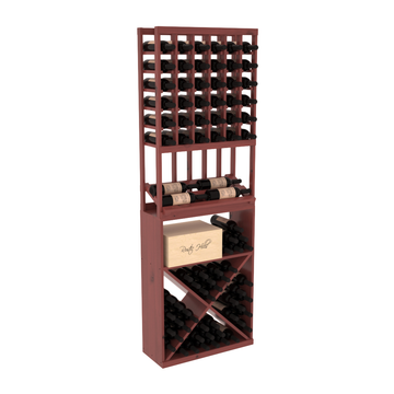 InstaCellar - 6 Column Side Display X Bin Combo in Knotty Alder Cherry stained with WineSafe™ Satin Sealant