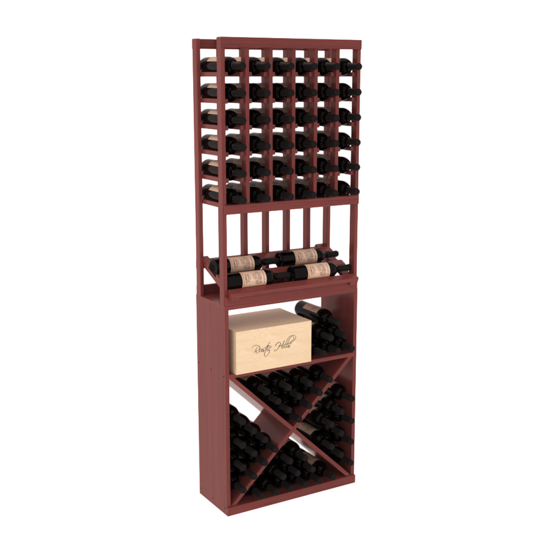 InstaCellar - 6 Column Side Display X Bin Combo in Grand Mahogany Cherry stained with WineSafe™ Satin Sealant